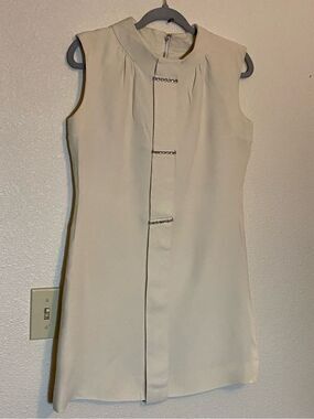 VTG, R&K Originals Sleeveless Cream Mini Dress with Decorative Rhinestone Bars